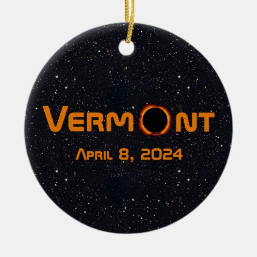 Totaal Vermont 2024 Zonsverduistering Keramisch Ornament (Voorkant)
