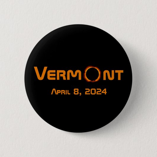 Totaal Vermont 2024 Zonsverduistering Ronde Button 5,7 Cm (Voorkant)