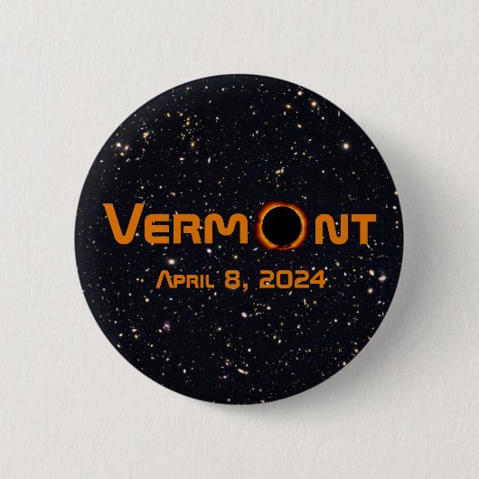 Totaal Vermont 2024 Zonsverduistering Ronde Button 5,7 Cm (Voorkant)