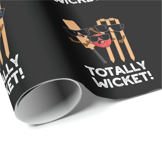 Totaal Wicket Funny Sports Cricket Pun Dark BG Cadeaupapier (Rol Hoek)