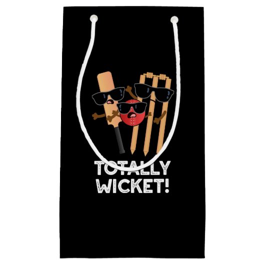 Totaal Wicket Funny Sports Cricket Pun Dark BG Klein Cadeauzakje (Voorkant)