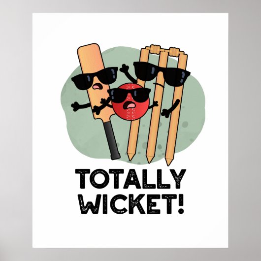 Totaal Wicket Grappige Sport Cricket Pun Poster (Voorkant)