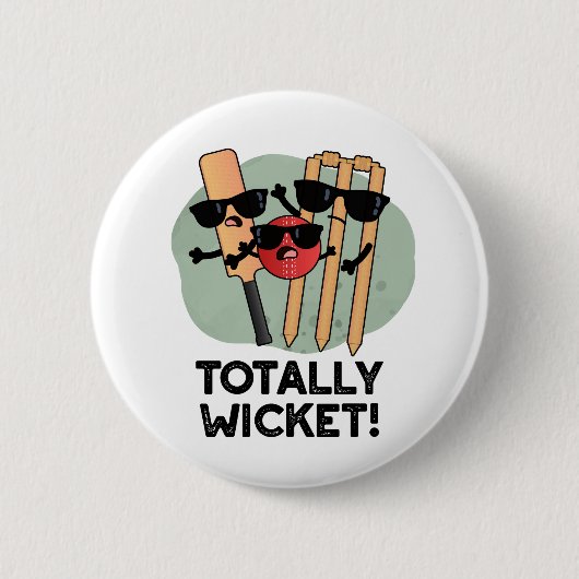 Totaal Wicket Grappige Sport Cricket Pun Ronde Button 5,7 Cm (Voorkant)