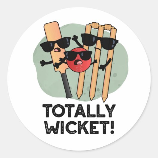 Totaal Wicket Grappige Sport Cricket Pun Ronde Sticker (Voorkant)