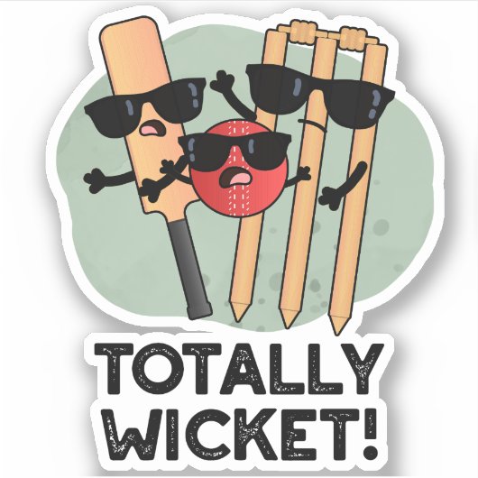 Totaal Wicket Grappige Sport Cricket Pun Sticker (Voorkant)