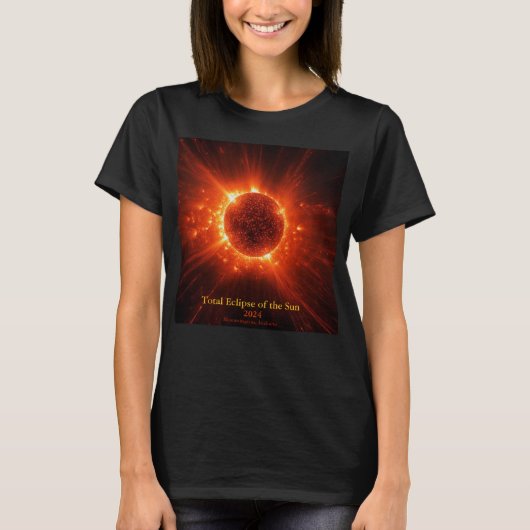 Totaal Zonne-eclips Stadsnaam Jaar Festival Event T-shirt (Voorkant)