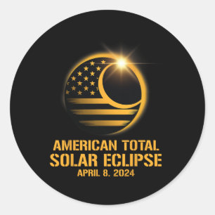 Totaal zonne-energie - 8 april 2024 Totaliteit ast Ronde Sticker