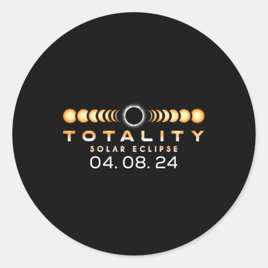Totaal zonne - verduistering Lente 04.08.2024 Tota Ronde Sticker (Voorkant)