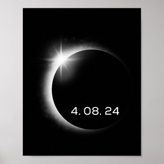 Totaal Zonneclipse lente van 8 april 2024 Amerika Poster (Voorkant)