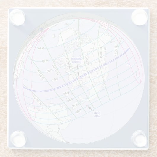 Totaal zonnecrisis 2017 Wereldwijde route Glazen Onderzetter (Achterkant)