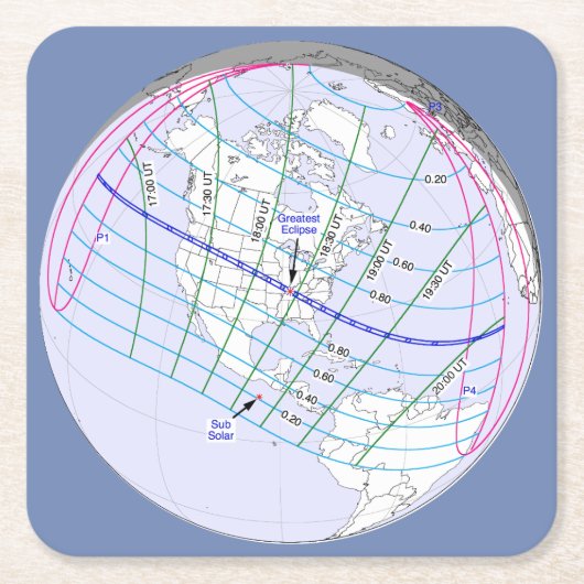 Totaal zonnecrisis 2017 Wereldwijde route Kartonnen Onderzetters (Voorkant)