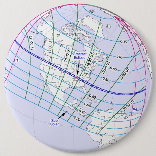Totaal zonnecrisis 2017 Wereldwijde route Ronde Button 6,0 Cm (Voorkant)