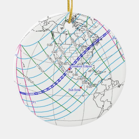 Totaal zonnescherm 2024 Wereldwijde Weg Keramisch Ornament (Voorkant)