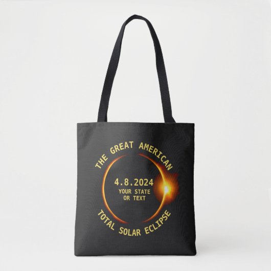Totaal Zonneverduistering 4.8.2024 USA Custom Text Tote Bag (Voorkant)