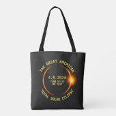 Totaal Zonneverduistering 4.8.2024 USA Custom Text Tote Bag (Achterkant)
