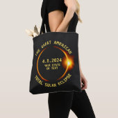 Totaal Zonneverduistering 4.8.2024 USA Custom Text Tote Bag (Dichtbij)