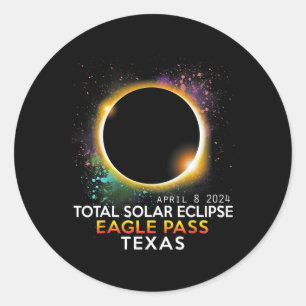 Totaal Zonneverduistering Eagle Pass Texas Apri Ronde Sticker