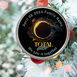 Totaal Zonsverduistering 2024 April 8 Keepsake Gif Metalen Ornament
