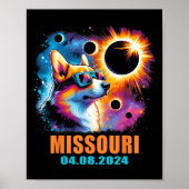 Totaal Zonsverduistering 2024 Missouri Corgi D Poster (Voorkant)