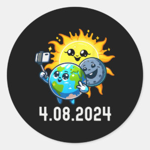 Totaal Zonsverduistering 2024 Totaal 8 april Schat Ronde Sticker