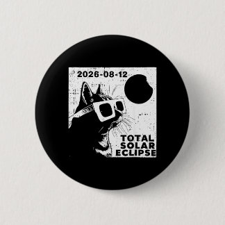 Totaal Zonsverduistering 2026 Kattenliefhebber Ronde Button 5,7 Cm