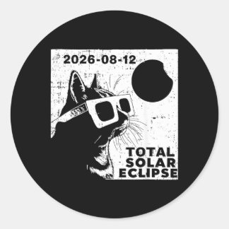 Totaal Zonsverduistering 2026 Kattenliefhebber Ronde Sticker