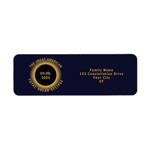 Totaal Zonsverduistering 8 april, 2024 Bezichtigin Etiket (Voorkant)