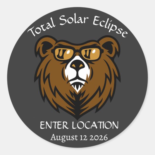 Totaal Zonsverduistering Aug 12 2026 Aangepast Ronde Sticker (Voorkant)