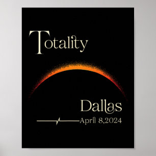 Totaal zonsverduistering Dallas Texas Totaal zonne Poster