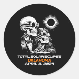 Totaal zonsverduistering skelet Oklahoma Ok Ronde Sticker