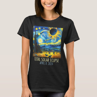 Totaal Zonsverduistering Sterrennacht Ontwerp T-shirt