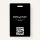 Totaal Zwart Werknemersnaam Bedrijf Logo QR Code Badge (Achterkant)