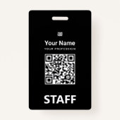 Totaal zwarte werknemers Qr-code, streepjescode, L Badge (Voorkant)