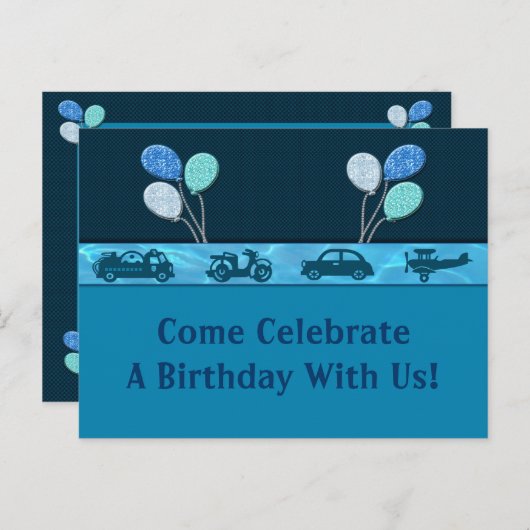 Total Birthday Boy in Blue Bewaar de datum Aankondigingskaart (Voorkant / Achterkant)