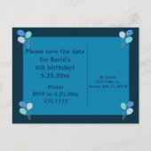 Total Birthday Boy in Blue Bewaar de datum Aankondigingskaart (Achterkant)