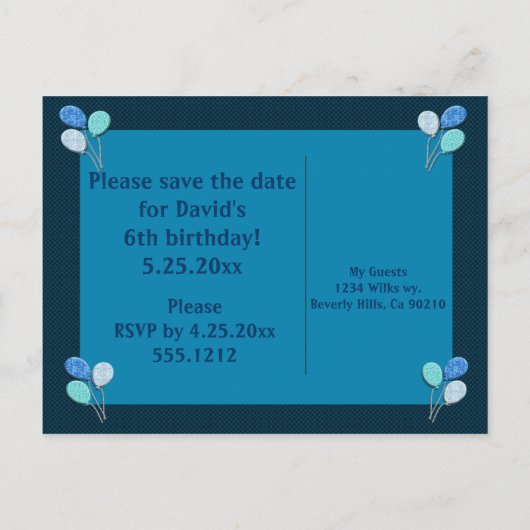 Total Birthday Boy in Blue Bewaar de datum Aankondigingskaart (Achterkant)