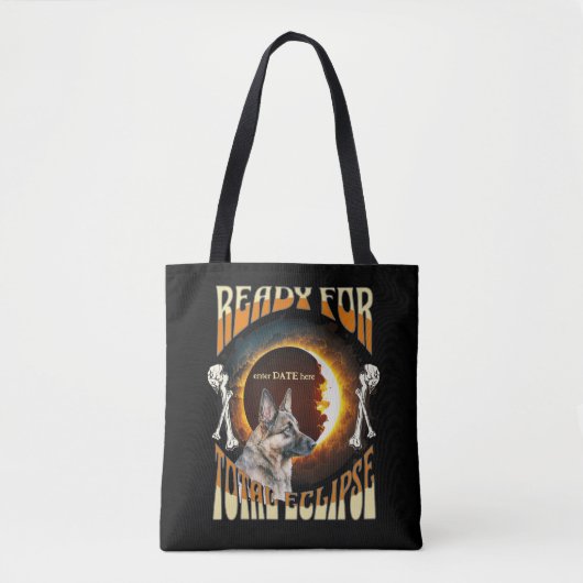 Total Eclipse 2024 bewerkbare datum Schattige Dog  Tote Bag (Voorkant)