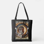 Total Eclipse 2024 bewerkbare datum Schattige Dog  Tote Bag (Achterkant)