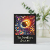 Total Eclipse 2024 Retro Groovy 60's 70's vibe Briefkaart (Staand voorkant)