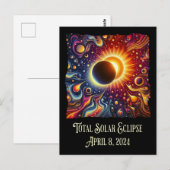Total Eclipse 2024 Retro Groovy 60's 70's vibe Briefkaart (Voorkant / Achterkant)