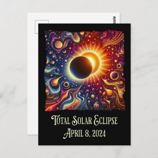 Total Eclipse 2024 Retro Groovy 60's 70's vibe Briefkaart (Voorkant / Achterkant)