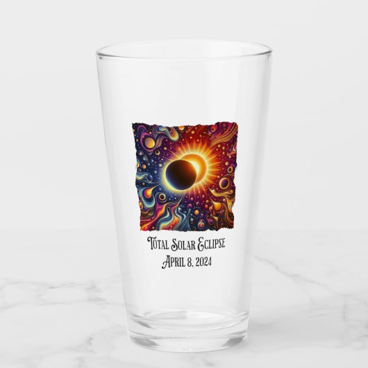 Total Eclipse 2024 Retro Groovy 60's 70's vibe Glas (Voorkant)