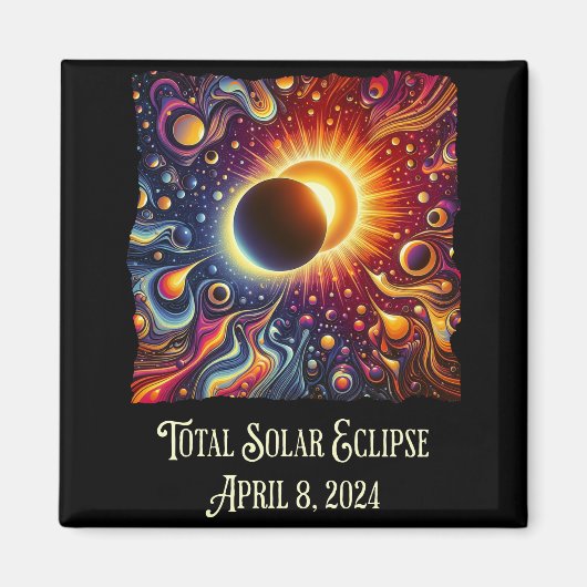 Total Eclipse 2024 Retro Groovy 60's 70's vibe Magneet (Voorkant)