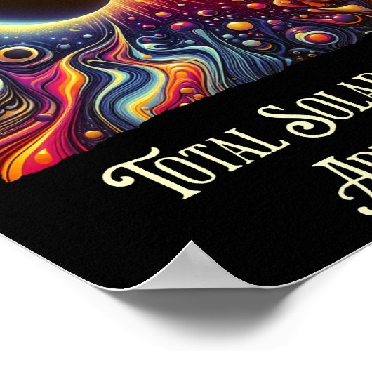 Total Eclipse 2024 Retro Groovy 60's 70's vibe Poster (Hoek)