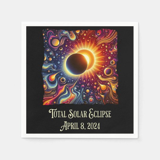 Total Eclipse 2024 Retro Groovy 60's 70's vibe Servet (Voorkant)