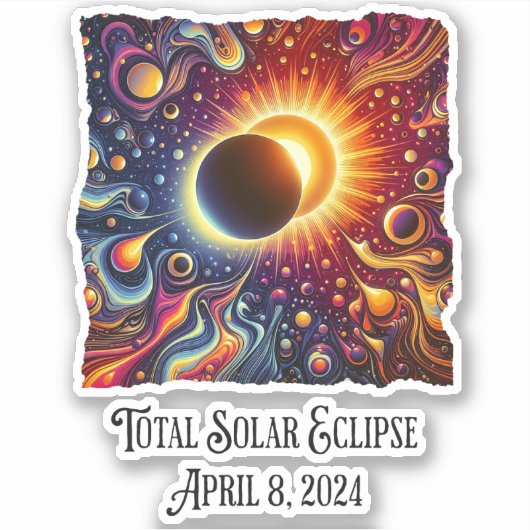 Total Eclipse 2024 Retro Groovy 60's 70's vibe Sticker (Voorkant)