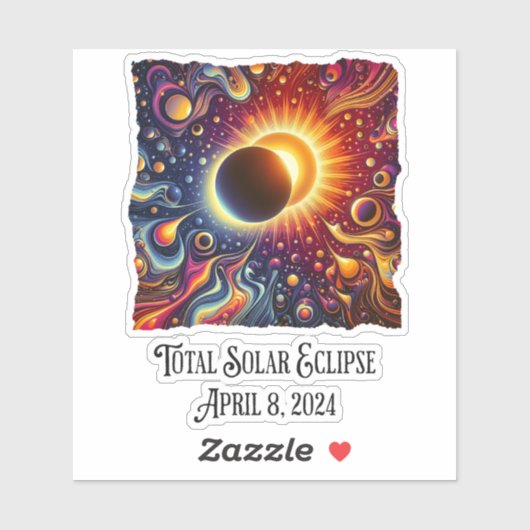 Total Eclipse 2024 Retro Groovy 60's 70's vibe Sticker (Vel)
