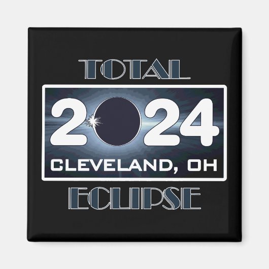 Total Eclipse Cleveland Ohio 2024 Path of Totality Magneet (Voorkant)