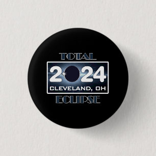 Total Eclipse Cleveland Ohio 2024 Path of Totality Ronde Button 3,2 Cm