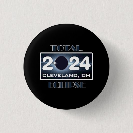 Total Eclipse Cleveland Ohio 2024 Path of Totality Ronde Button 3,2 Cm (Voorkant)